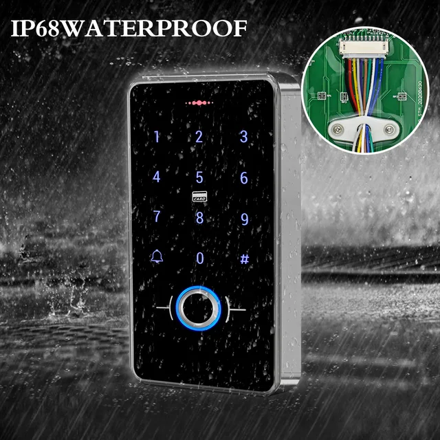 IP68 wodoodporny System kontroli dostępu do drzwi biometria klawiatura RFID + zasilacz + 180KG elektryczne zamki magnetyczne do domu 2