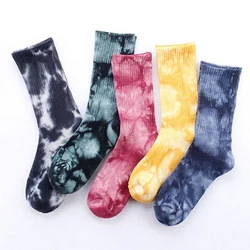 Mens Cotton Skate Socksie-dye Harajuku HipHop Skateboard Funny Happy Weed Tube Socks Colorful Print Pattern Casual Dress Socks