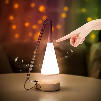 

New Bedroom LED Desk Lamp Multofuntion Music Speaker USB Rechargeable Touch Dimmer Touch Desk Lamp Stereo Creative Table Lamps