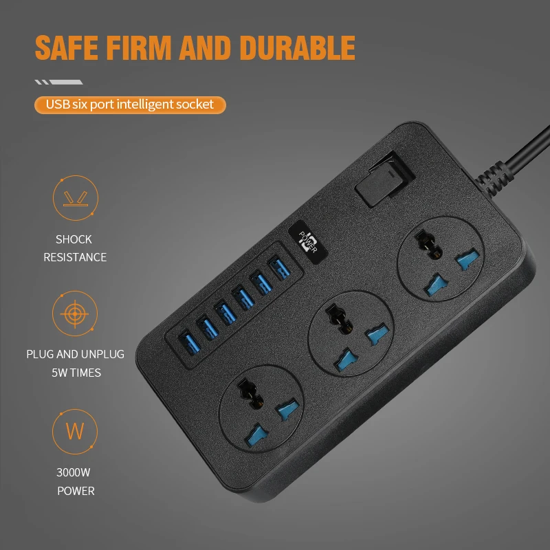 Cổng USB Bộ chuyển đổi thiết bị sạc nhanh ổ cắm phổ thông chống đột biến điện Dây nối điện mạng dây cáp Lọc Ổ cắm ổ điện nhiều lỗ chống đột biến điện