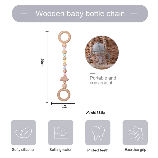 1pc Baby Pacifier Clip Chain Bottle Dummy Holder For Nipples Pacifier Clips Stroller Accessories Holder Adjustable Wooden Chains 2