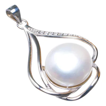 

Natural Pearl And Zircon Handmade 925 Sterling Silver Pendant 1.5" D1499
