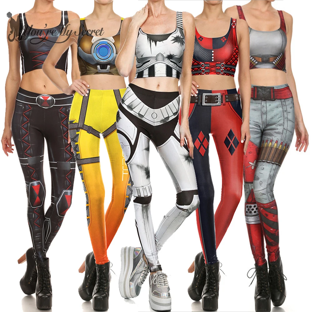 Online [Eres mi secreto 2019 Cosplay de Star Wars Para las mujeres pregunto Capitán América Deadpool mujer azul oscuro Tops Leggings conjuntos
