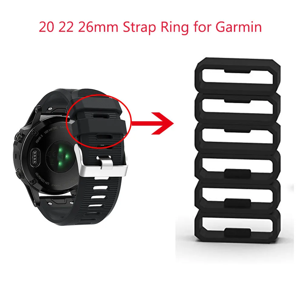 

6pcs Black Silicone Watch Strap Loop 26mm for Garmin Fenix 5X 6X Strap ring for Gear S3 fenix 5 6 22mm Retaining Loop Hoop 20mm