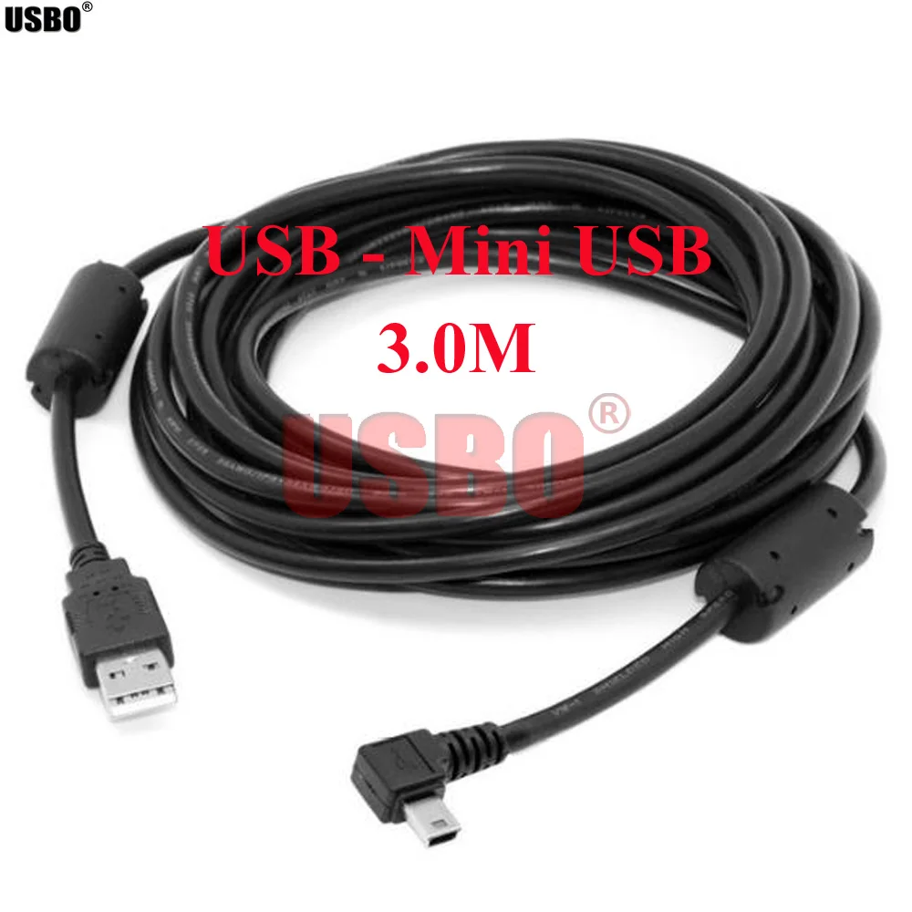 Высокое качество локоть черный 0,5 м 1,8 м 3,0 м 5,0 м USB 2,0 USB-A штекер мини-USB мужской удлинитель кабель для зарядного устройства