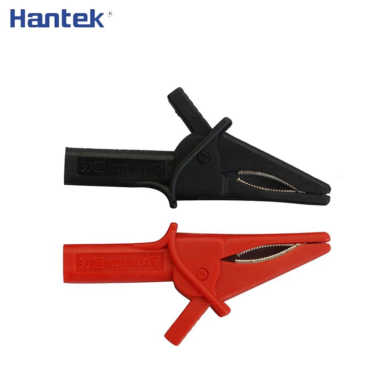 

Крокодиловые зажимы Hantek 2pcs HT18A, Большой дельфин Зажим Аллигатор для осциллографа, красный + черный цвет