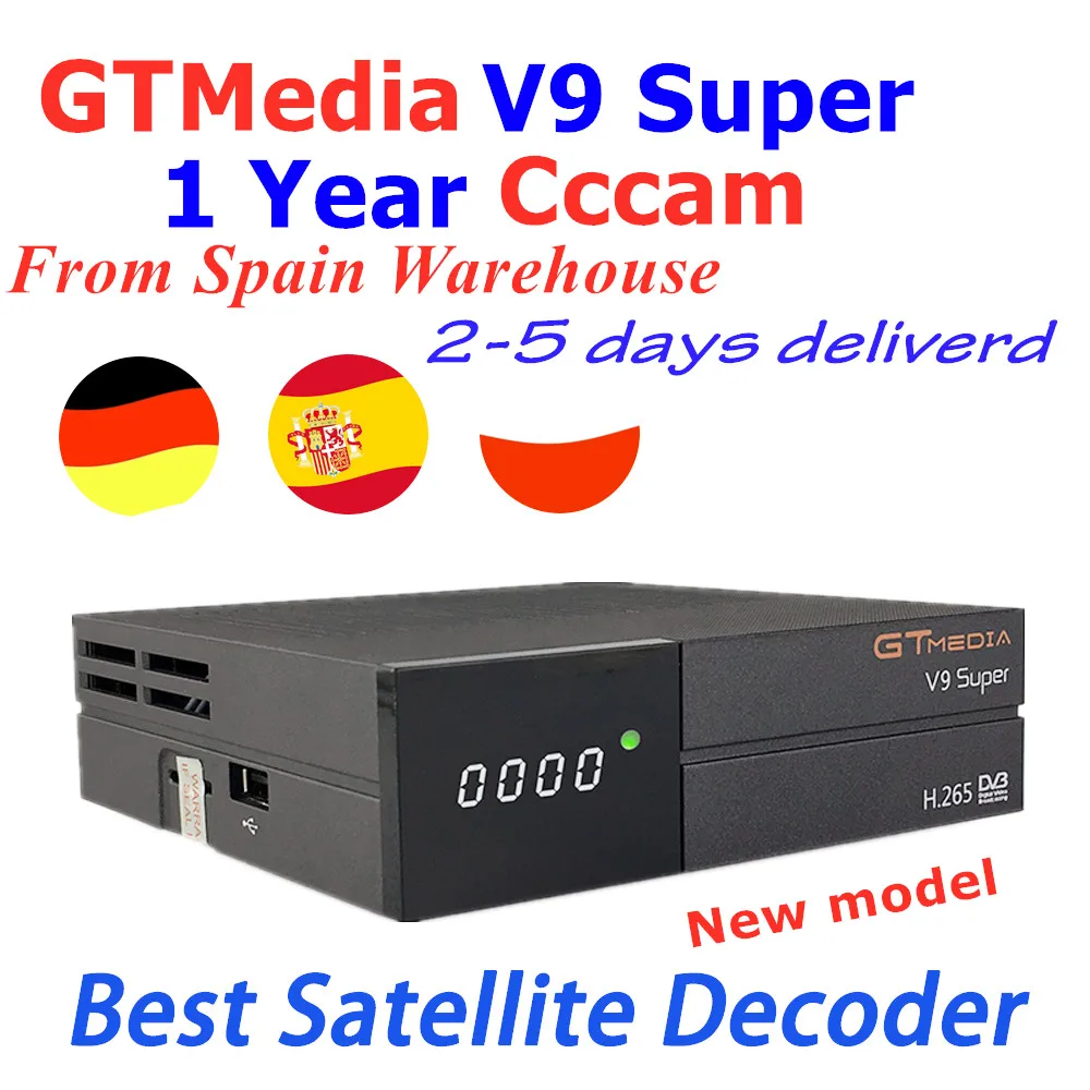 

GT media v9 super Free satellite tv receiver +1 year Espana Europe cccam 4 clines Spain FHD best Poland Germany Spain tv decoder