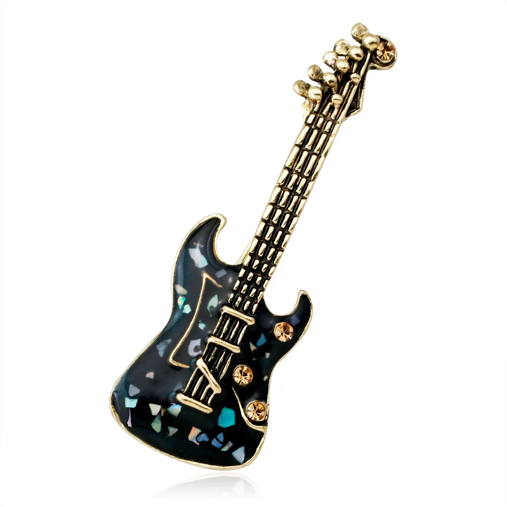 

Fashion British Style Modeling Retro for Both Men And Women Guitar Brooch Versatile Instrument Color Shell Corsage Batch