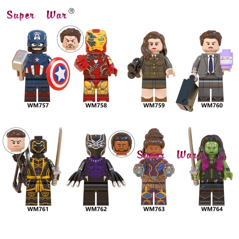 

Single Avengers Endgame Captain America Iron Man Howard Carter Black Panther Shuri Gamora hawkeye building blocks Kids Toys