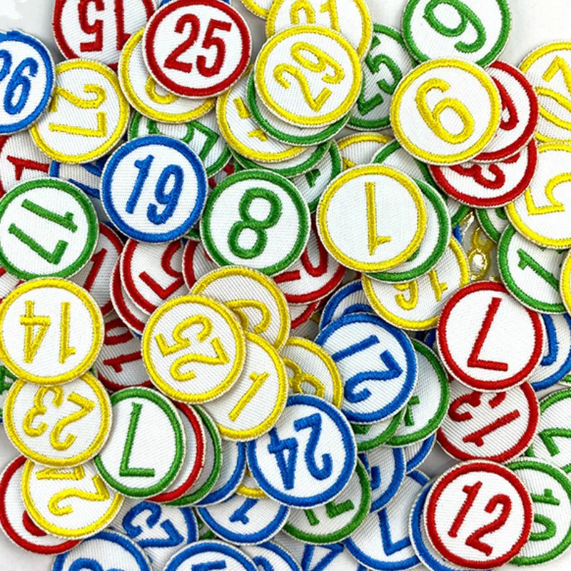 

50pcs/lot 3cm Embroidery Patches Appliques for Clothing Decoration Number Label Digital Jersey Player Jacket Sports Accessories