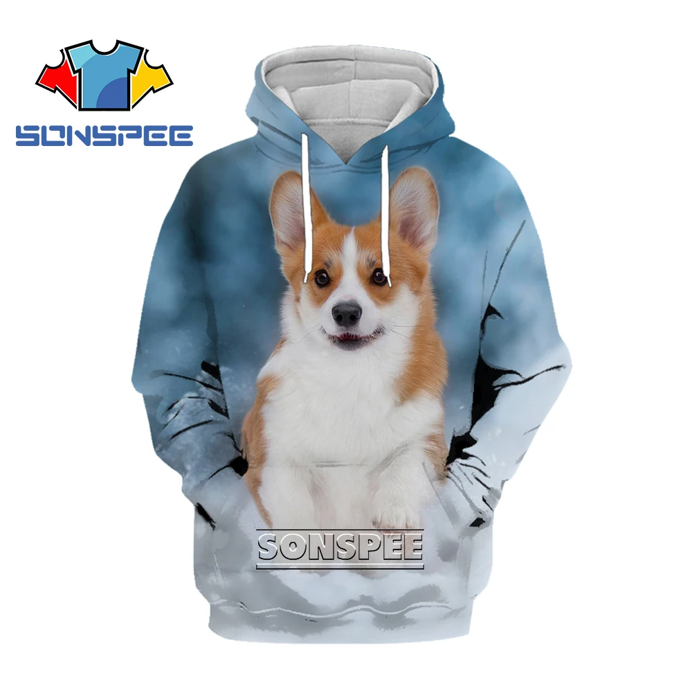 Welsh Corgi Pembroke Teckel Hoodie For Men's Dackel Dog 3D Hoody Print Tee Pullover Oversized Women Clothing Homme Long Sleeve