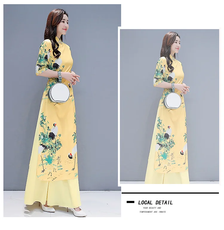 Aodai вьетнамская традиционная одежда Qipao китайская ткань вьетнамское платье элегантное современное женское Ao Dai Ropa De Mujer Cheongsam