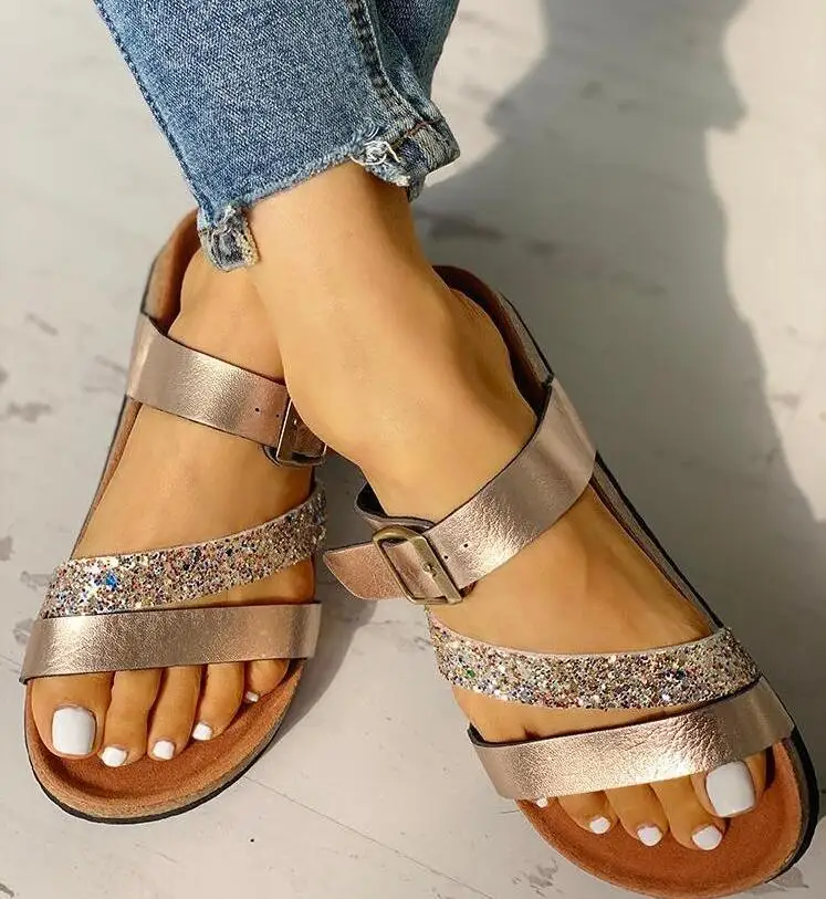 

Factory direct new women's summer non-slip thick bottom 3cm flat bottom slippers flip flops women's Roman shoes ladies beach lad