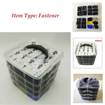 

Auto Parts 16.5 * 15 * 15cm 22 Types In Black Plastic 650pcs Car Clips Widely Used For Fenders, Bumpers, Doors Or Car Surfaces