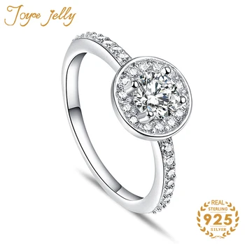 

JoyceJelly Trendy Rings for Women Wedding Jewelry 925 Silver Color Ring Round Zircon Fine Jewelry Ring Engagement Gift Wholesale