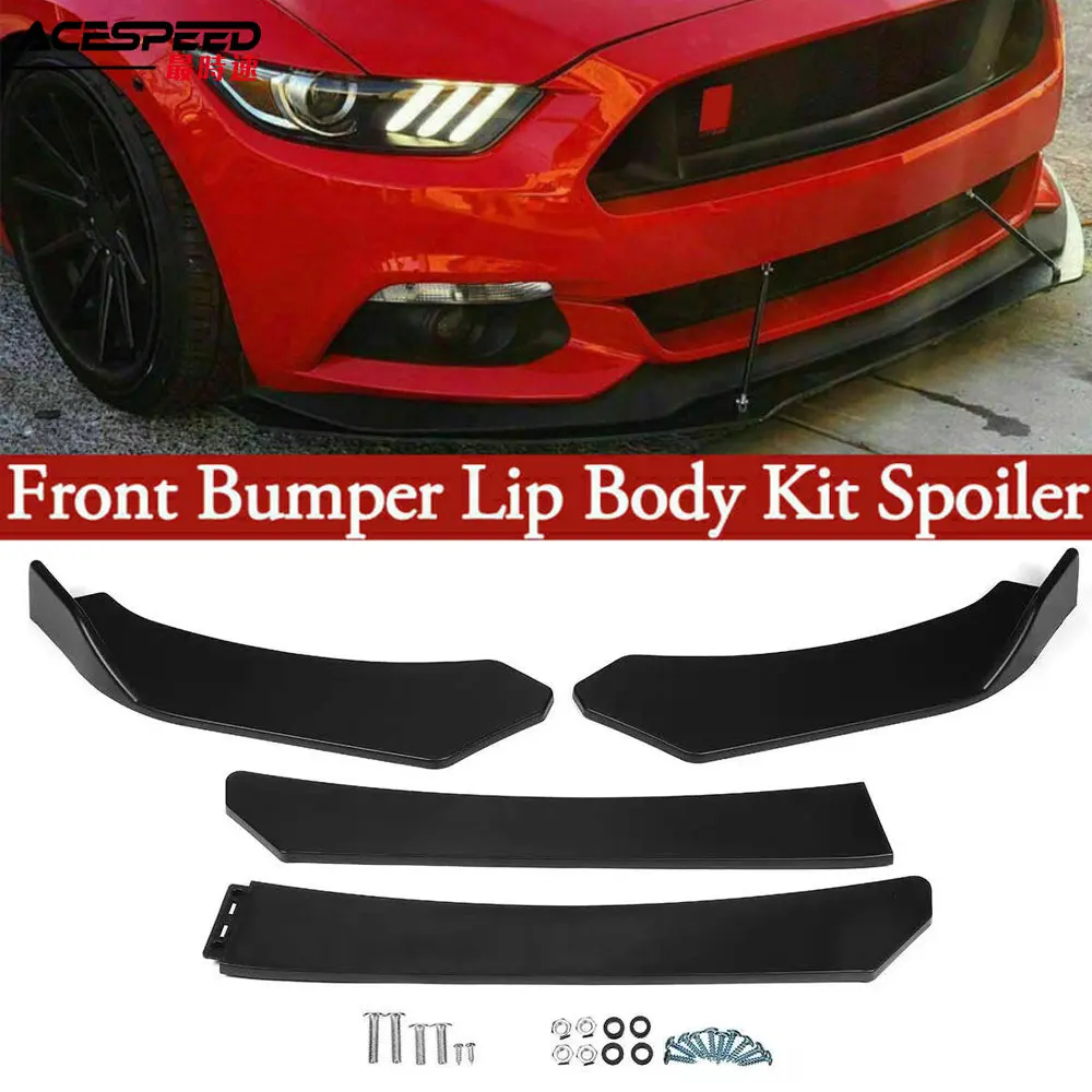 

Universal Car Front Bumper Lip Body Kit Spoiler Splitter Carbon Fiber Bumper Canard Lip Splitter For Tesla Honda BMW