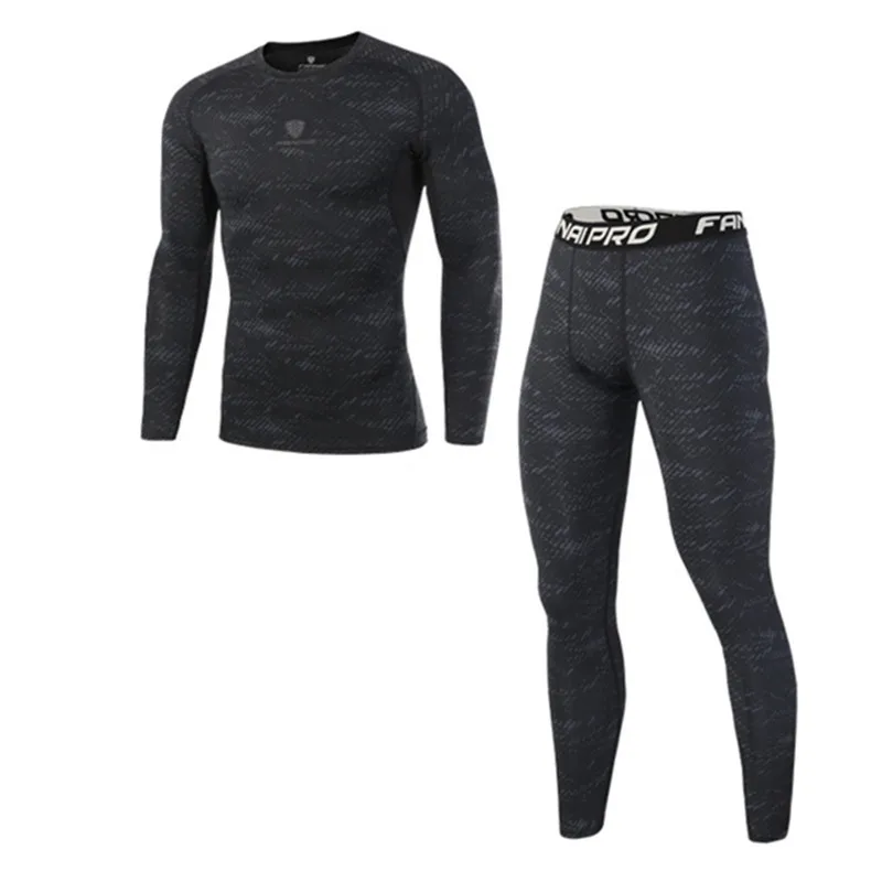 longtshrit pant1 Высококачественные Компрессионные Мужские спортивные костюмы, быстросохнущие комплекты одежды для бега, спортивный костюм для бега, тренировок, тренажерного зала, фитнеса, спортивные костюмы для бега - Цвет: longtshrit pant1