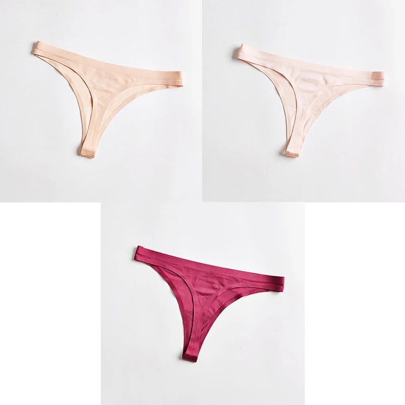 nude pink red Женское нижнее белье, сексуальные шелковые бесшовные спортивные бесшовные трусики, женские стринги, нижнее белье, кюлоты, трусы с низкой талией, 3 шт., Aofeiqike - Цвет: nude pink red