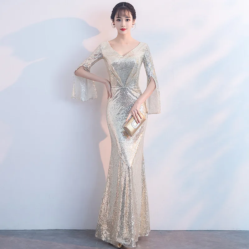 Cheongsam восточный женский Qipao Модный китайский стиль Элегантное Длинное платье роскошный халат Вечерние платья Vestido S-XXL