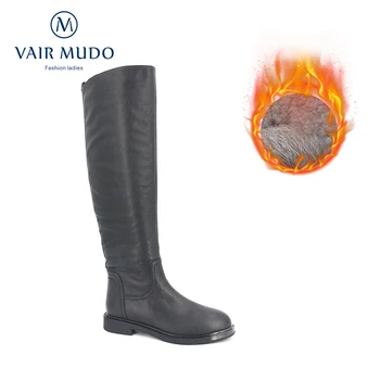 

VAIR MUDO Winter Women Knee High Boots For Thin Legs Long Boots Women's Winter Warm Boots Shoes Genuine Leather Boot ZT21