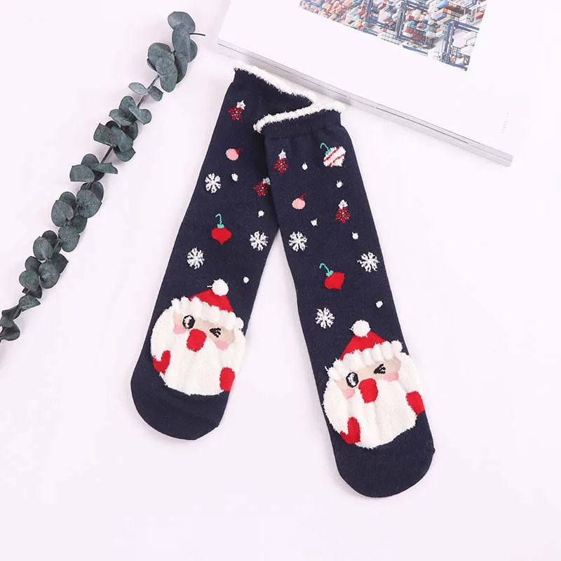 Женские носки в Корейском стиле с рисунком Санта Клауса Милу, оленя, креативные хлопковые носки в полоску, забавные красные носки Harajuku Sokken - Цвет: 5