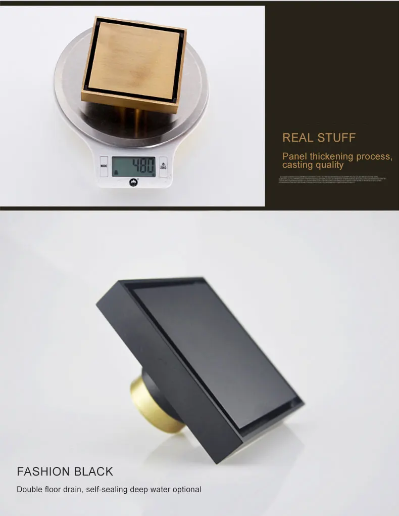European And American Style Deodorant Copper Floor Drain Bathroom Shower Drain Square Floor Drainage Invisible Floor Drain