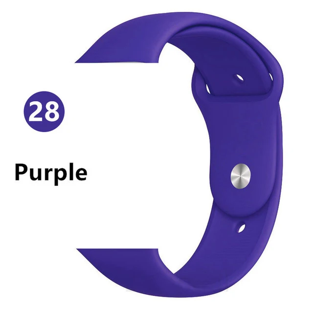 Purple ALPQ ремешок для Apple ремешок для часов 38 42 мм 40 44 мм силиконовый официальный цвет ремень браслет Correa для iWatch серии 5 4 3 2 1 - Цвет ремешка: Purple