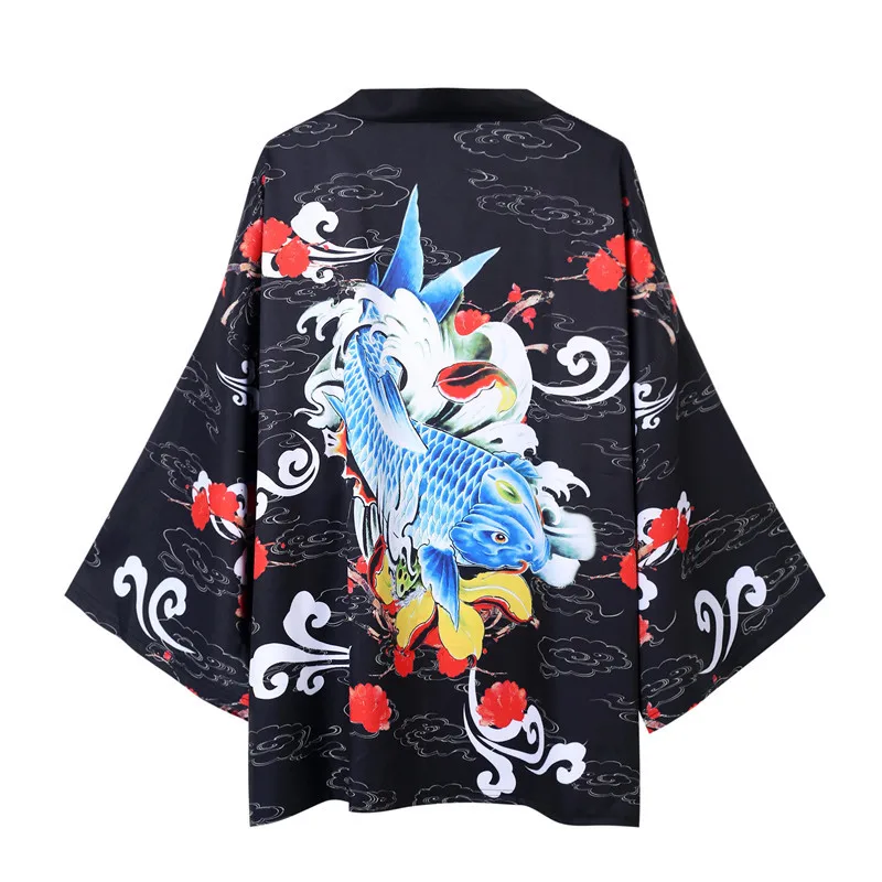 Yukata женский кимоно кардиган мужской традиционное японское кимоно рубашка костюм косплей китайский стиль мужской Дракон Карп принт пальто - Цвет: as picture 1