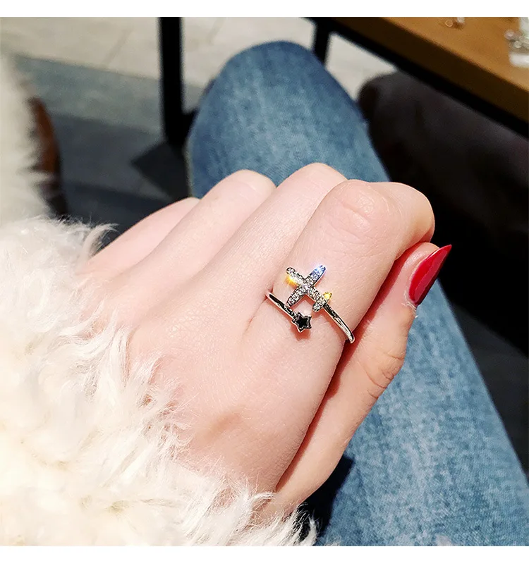 Элегантное милое серебряное золотое цветное самолет звезда открытое