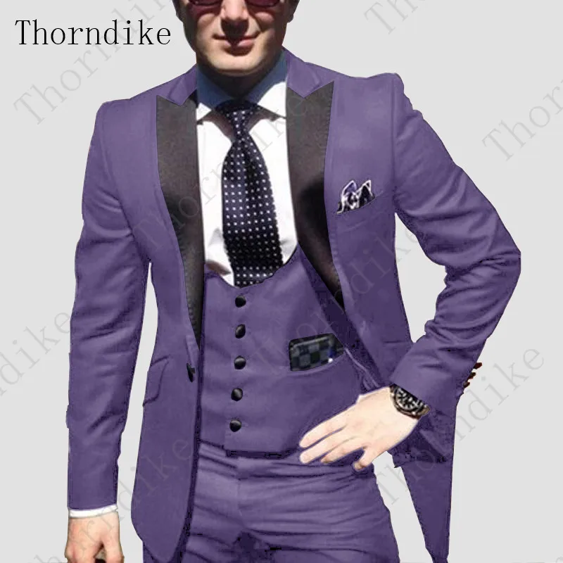 suit 11 Итальянский красочный классический фиолетовый смокинг, красный свадебный костюм для жениха на выпускной, элегантный тонкий мужской набор смокингов из 3 предметов, пиджак+ брюки+ жилет - Цвет: suit 11