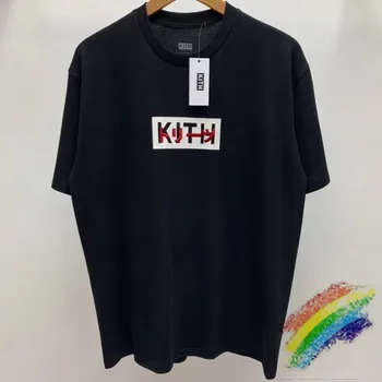 

Embroidery Box Logo Kith T shirt Men Wome 1:1 High Quality BLACK KITH Top Tees Summer Style T-shirts