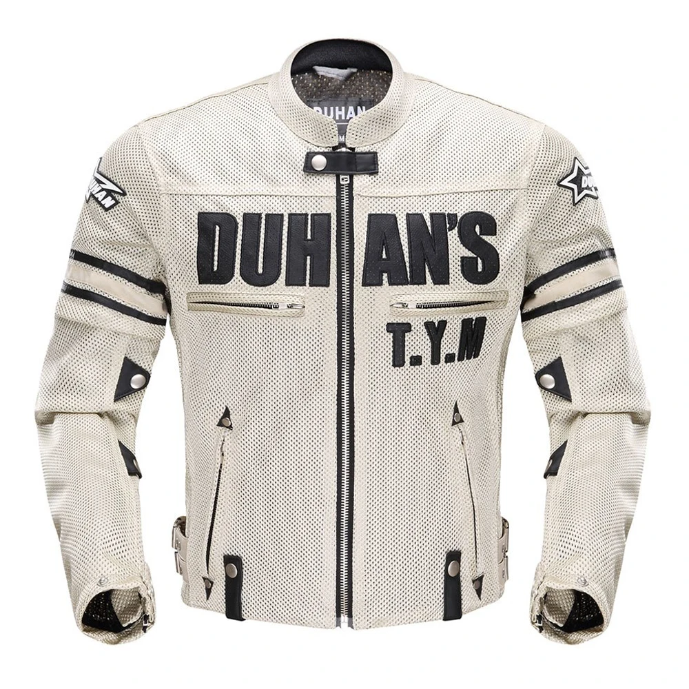 DUHAN мотоциклетная куртка Мужские брюки мото летний Защитный дышащий костюм сетка Гонки 5 шт. снаряжение куртки одежда мотоцикл Блузон - Цвет: D-103 Beige Jacket