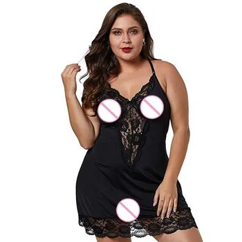 

top selling Women Lace Lingerie Deep V-Neck Sleepwear Underwear Dress G-string Nightdress Support Wholesale and Dropshipping