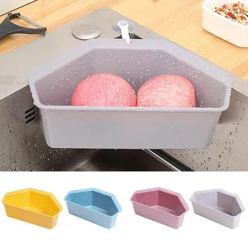 

Multifunction Corner Sink Drain Rack Shelf Suction Cup Drain Basket Bowl Sponge Holder Fruit Kitchen Bathroom Storage Organizer