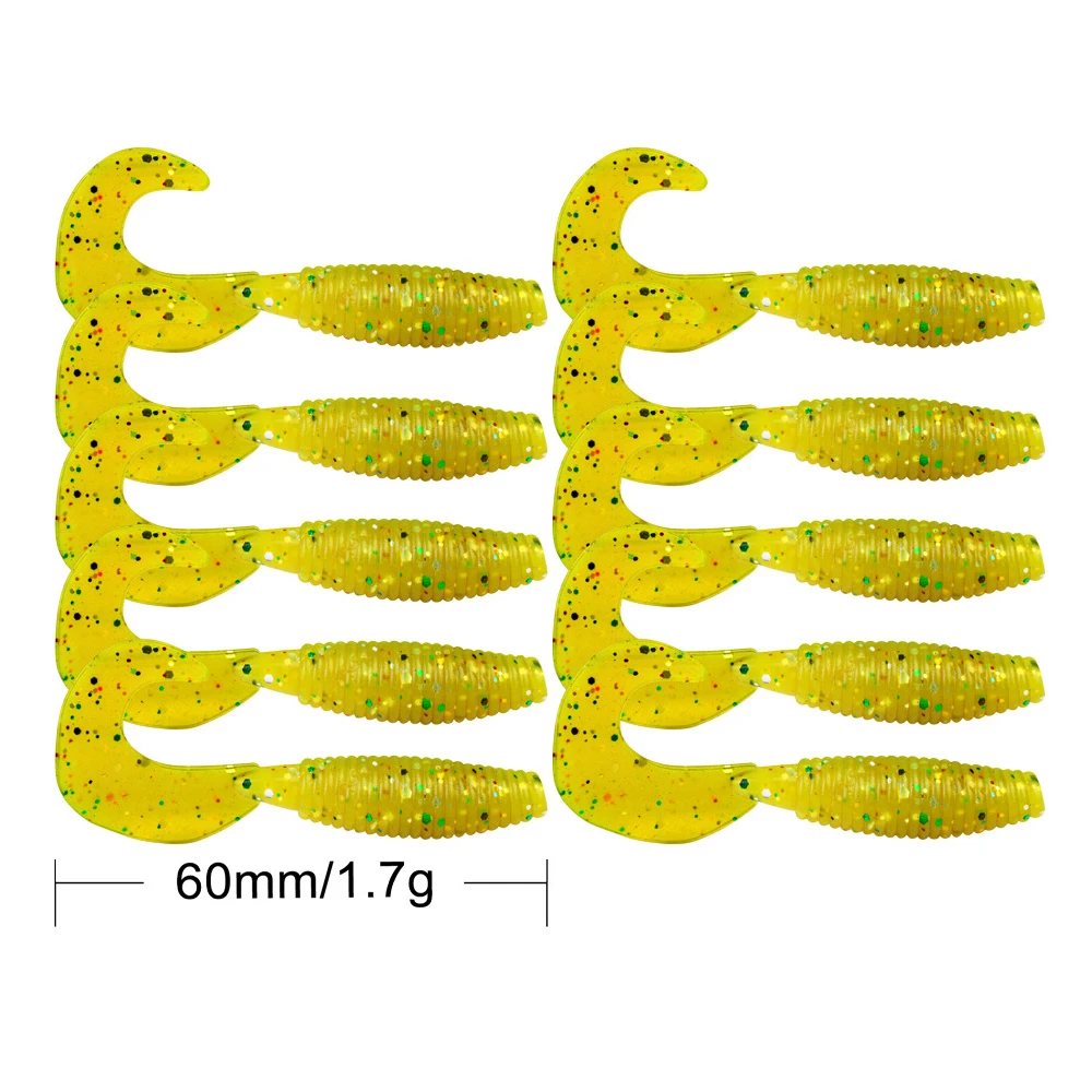 

10pcs YUZI New Soft Fishing Lure 6cm 1.6g Soft Worm Bait Silicone Jigging Lure Artificial Pesca Swimbait