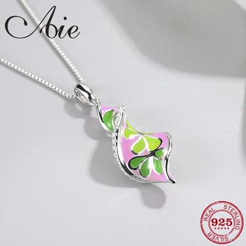 

Fashion DIY gift 925 Sterling Silver Clover patterns Water Drop rotate shape colorful Enamel fine Necklace Pendant Party Jewelry