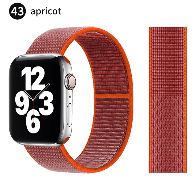 Nylon Strap for Apple watch series 7 band 41mm 44mm 40mm 42mm 38mm smartwatch wristband belt sport loop bracelets iWatch 3456 se Apricot
