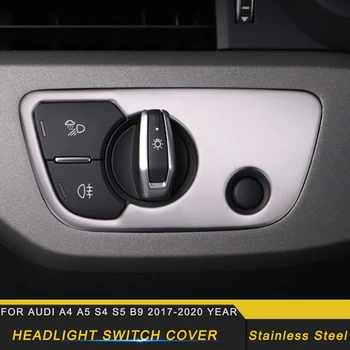 

Car Accessories Stainless Headlight Switch Control Panel Trim Sticker Cover Frame Decoration for Audi A4 A5 S4 S5 B9 2017-2020