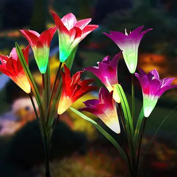 

2Pcs Outdoor LED Solar Light RGB Color Lily Garden Flower Waterproof Decor Lamp 600mAh Solar Power Yard Lawn Path Wedding #Y5