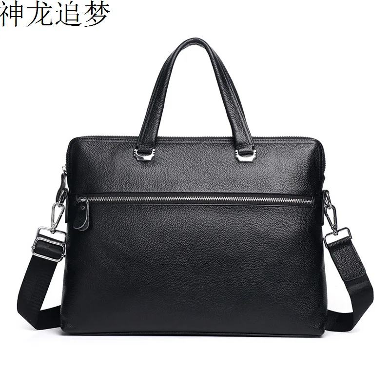 

Genuine Leather briefcase men's business tote bag handbag first layer leather shoulder Messenger bag cross section Laptop bag