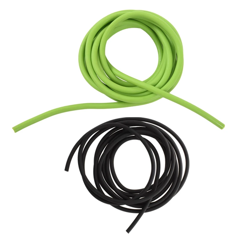 New Sale 2Pcs Tubing Exercise Rubber Resistance Band Catapult Dub Slingshot Elastic 2.5M- Black& Green