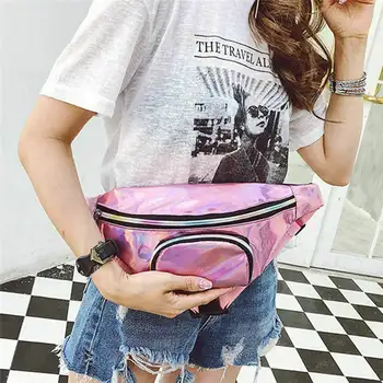 

Womens Waist Pack Laser Faux Leather Zipper Fanny Pack Fashion Bum Bag