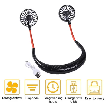 

Portable Summer Hanging Neck Fan 3 Speed USB Rechargeable Fan Sports Fan Lazy Mini Fan Desk Hand Air Conditioner Cooler