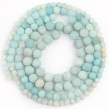 

Natural Stone Matte Blue Amazonite Beads For Jewelry Making Round Loose Spacer Beads DIY Charm Bracelet 4/6/8/10/12mm 15"Inches