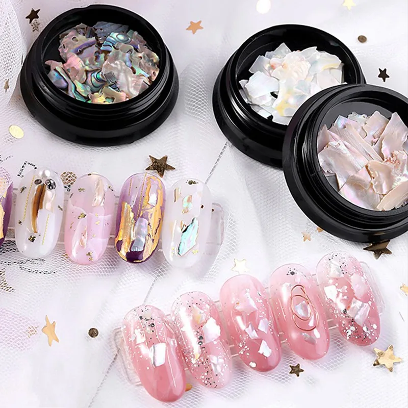 

Irregular Shell Fragment Nail Art Decorations Natural Dyeing Abalone Debris DIY Nail Art Decoration Paillette Manicure 1Box