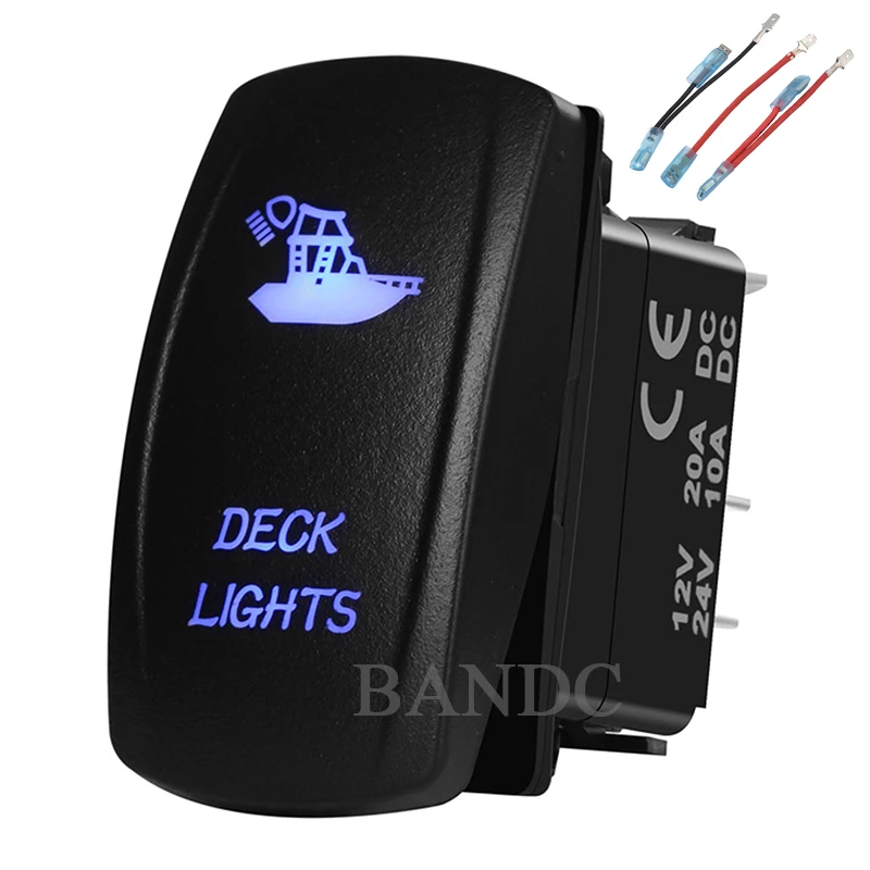 Luci Di Coperta Interruttore A Levetta A Bilanciere Per Caravan Car Boat Yacht Ship Marine Vehicle,12V/24V, Doppio Led Blu, Set Di Cavi Jumper