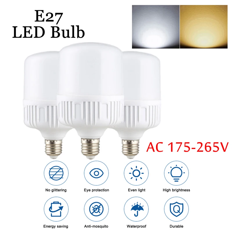

E27 LED Bulbs Energy Saving 5W10W15W20W30W40W60W High Power AC220-240V Lampadas