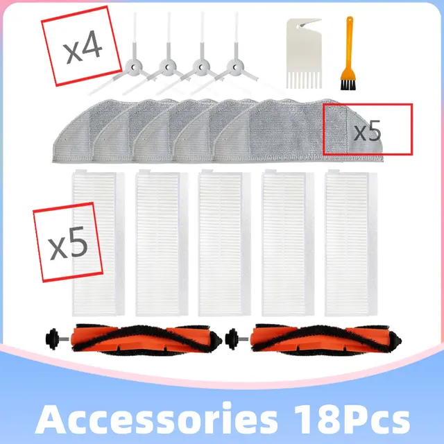 Replacement Main Side Brush Cover Hepa Filter Mop for Xiaomi Mijia Mi Robot Vacuum-Mop Essential G1 MJSTG1 Cleaner Skv4136gl Set B