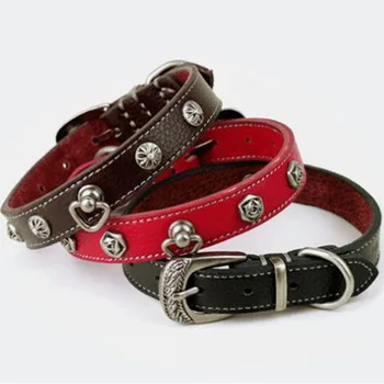 

Cowhide Rivets Personality Dog Collar Small Pet Bago Teddy Dog Harness Adjustable High Quality For Dogs