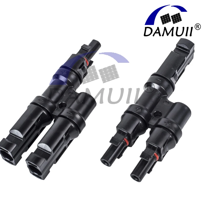 

DAMUII Solar Power Connector 1 Pair 2T Branch Connectors M/FM Solar Panel Cable Coupler Combiner Panel Cables Connectors
